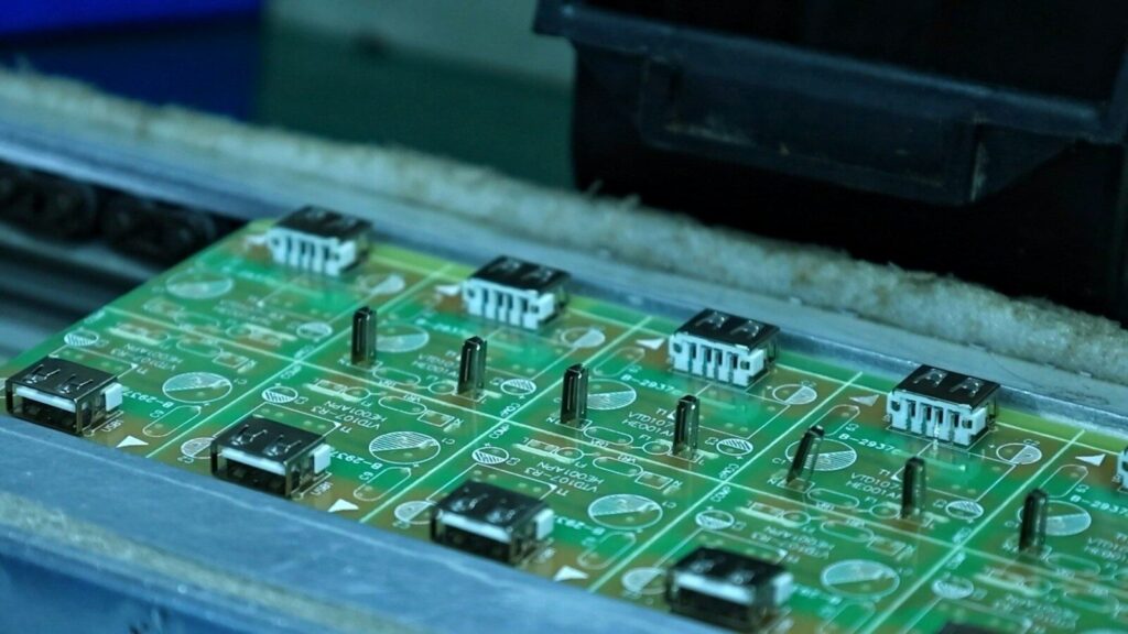 Electronic components are arranged on a circuit board