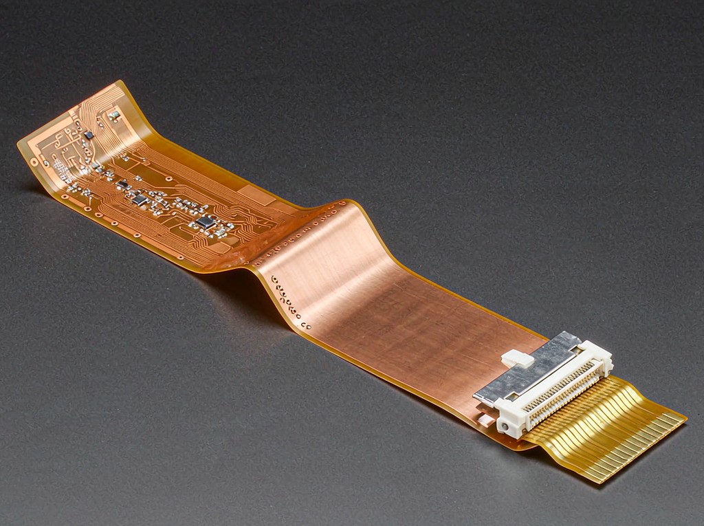 Double-sided flexible PCB with ZIF connector tail