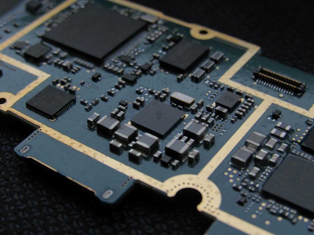 A close up of a computer motherboard